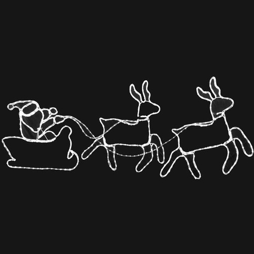 [600-20019] SANTA CON TRINEO, CABLE DE LUZ LED 12m, 2 VIAS, BLANCO, 220x60cm, IP44