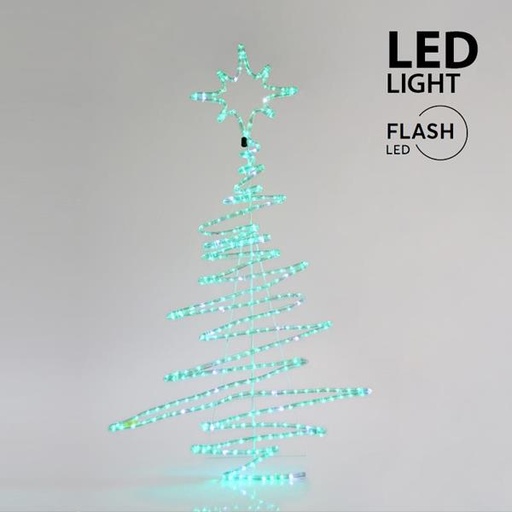 [600-20018] ÁRBOL, CABLE DE LUZ LED 9m, 2 VÍAS, VERDE CON DESTELLO BLANCO, 120x70cm, IP44