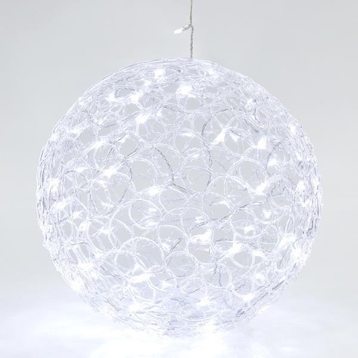 [600-40089] BOLA DE ACRÍLICO, 100 LED BLANCO, CON TRANSFORMADOR, 40cm, IP44