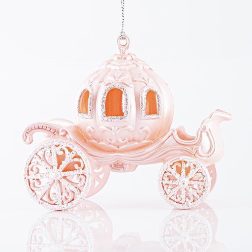 [600-40777] CARRITO CALABAZA ACRÍLICO ROSA CON BRILLO TRANSPARENTE 16x10cm