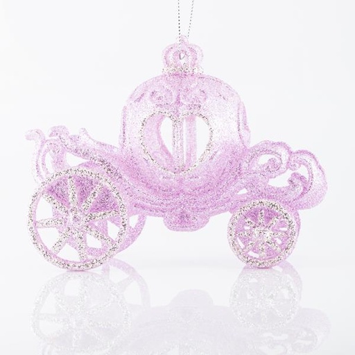 [600-40792] CALABAZA DE ACRÍLICO, CON BRILLO ROSA Y CHAMPÁN, 13,5x11cm