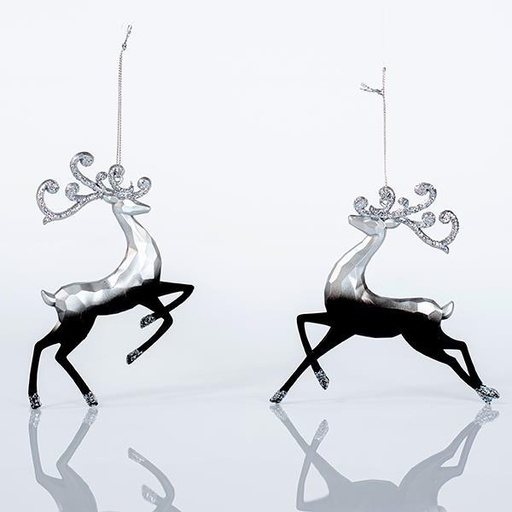 [600-44675] RENO ACRÍLICO, PLATA-NEGRO, 2 DISEÑOS, 14,5x14cm