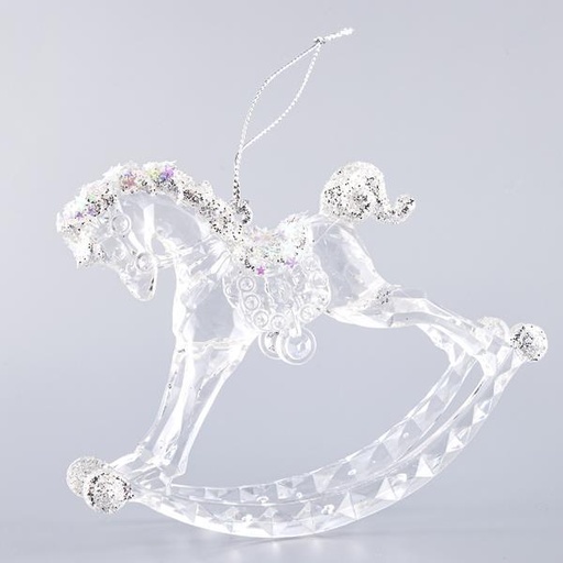 [600-40771] CABALLO BALANCÍN ACRÍLICO, TRANSPARENTE, 12,3x10cm