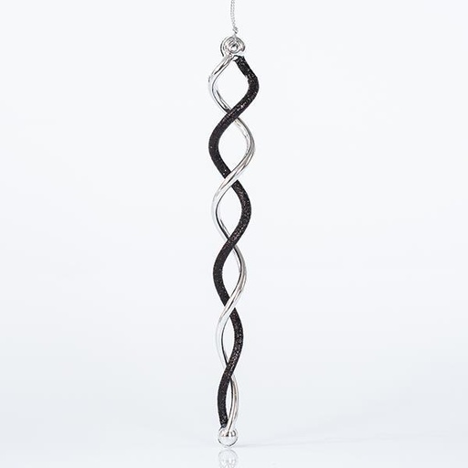 [600-44678] ESTALACTITA ESPIRAL ACRÍLICO, NEGRO-PLATA, 2,5x21cm