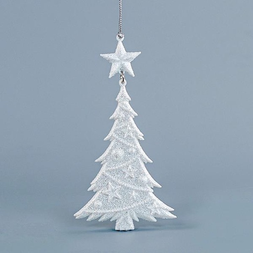 [600-44616] ÁRBOL DE ACRÍLICO, CON BRILLO BLANCO, 8,5x16cm