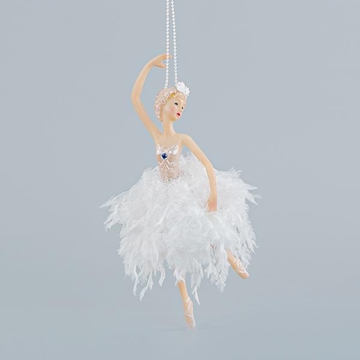 [600-44792] BAILARINA CON PLUMAS BLANCAS, PIROUETTE, 18cm