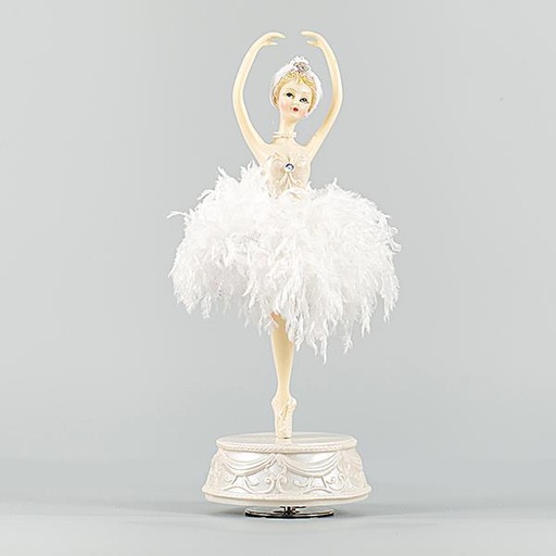 [600-44802] BAILARINA CON FALDA BLANCA, SOBRE BASE, 33cm