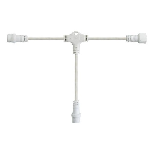 [600-11967] BRICOLAJE, CABLE CAUCHO BLANCO TIPO T, 3 CONECTORES, 10cm IP65