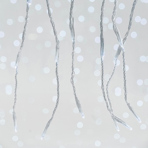 [600-11456] CORTINA, 240 LED 3mm, ADAPTADOR 31V CON NEVADA MULTIFUNCIÓN, HILO TRANSPARENTE, LED BLANCO (H100 x W200cm, 20 LÍNEAS x 12 LED), CABLE 3m, IP44