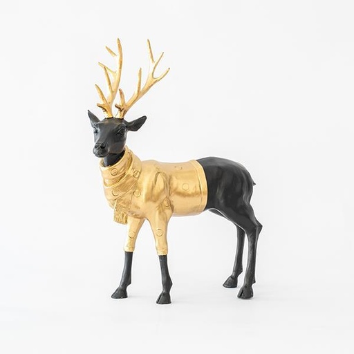 [600-44947] CIERVO DECORATIVO NEGRO CON DORADO 31x39,5cm