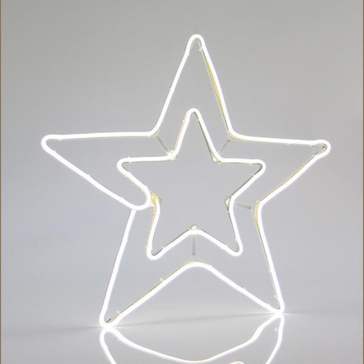 [600-23002] ESTRELLA DOBLE, CABLE DE LUZ LED DE NEÓN 3m, 2 VÍAS, BLANCO, 56x58cm, IP44