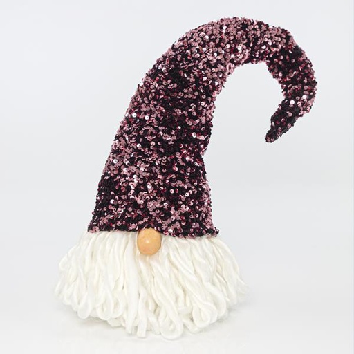 [600-43190] ELFO CON GORRO ROSA OSCURO, 26x24x74cm