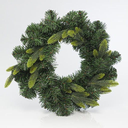 [600-30222] CORONA DE ABETO, VERDE CON PE, 50cm