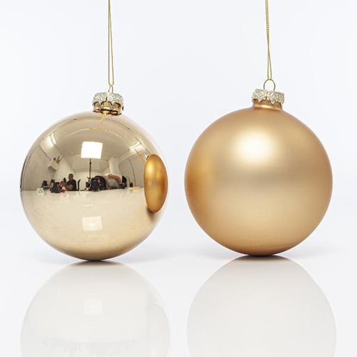 [600-42396] BOLAS DE CRISTAL, CHAMPAGNE, MATE Y BRILLANTE, SET 4 UDS, 10cm