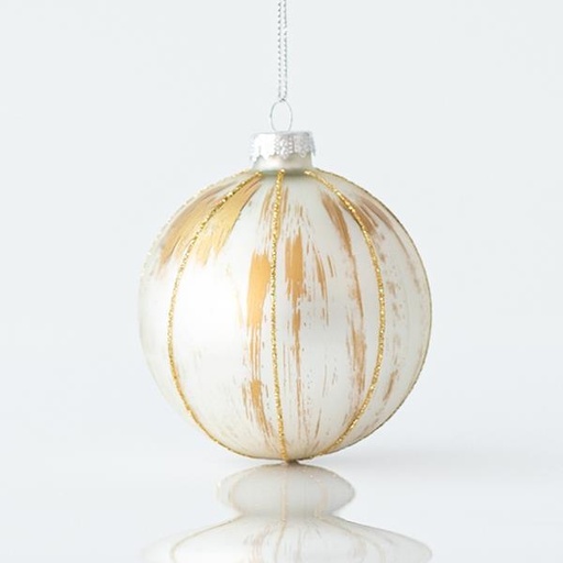 [600-45059] BOLAS DE CRISTAL, CHAMPÁN, CON LÍNEAS DE BRILLO, SET 4PCS, 8cm