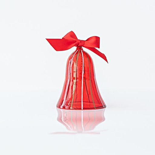 [600-45129] CAMPANA DE CRISTAL, ROJA, SET 2PZS, 7,6x10,5cm