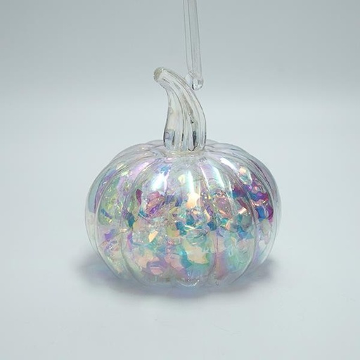 [600-42343] CALABAZA DE CRISTAL CON LUZ, 12cm