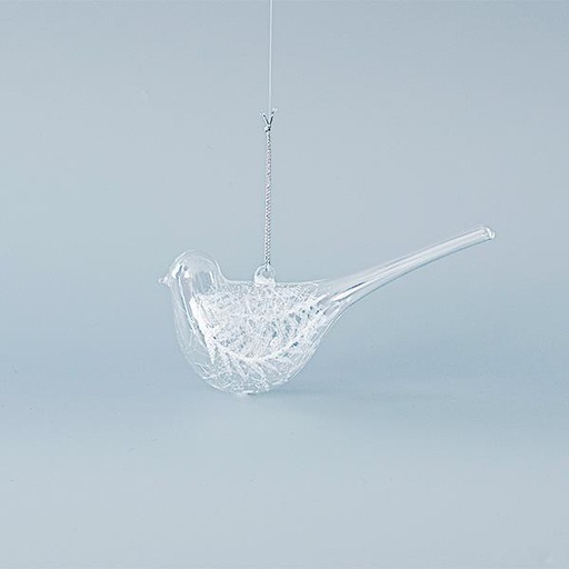 [600-45109] ADORNO DE VIDRIO, PAJARO, TRANSPARENTE, SET 4PZS, 15,8x5x7,5cm