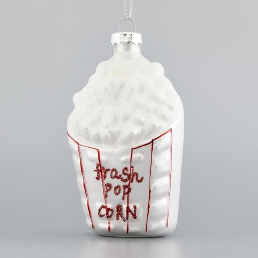 [600-42385] ADORNO DE VIDRIO, PALOMITAS DE MAÍZ, 7,9x11,7x7,4cm