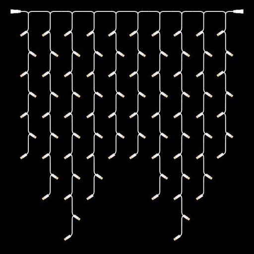 [600-11966] DIY ICICLE, 86 LED 5mm CON COPAS, 230V, CABLE DE CAUCHO BLANCO, LED BLANCO CÁLIDO (H110 x W100cm, 7/9/11/9/7), IP65 (SIN ENCHUFE)