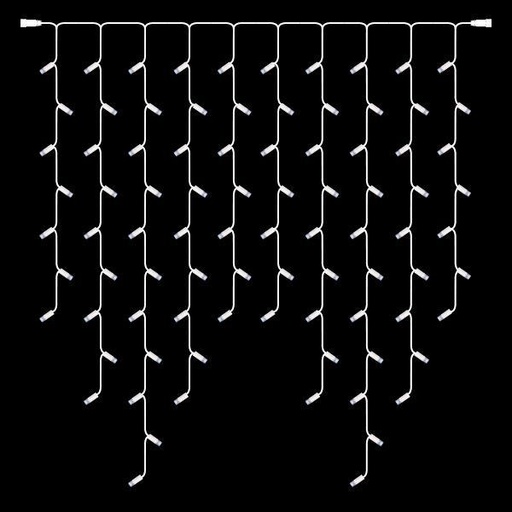 [600-11965] DIY ICICLE, 86 LED 5mm CON COPAS, 230V, CABLE DE CAUCHO BLANCO, LED BLANCO (H110 x W100cm, 7/9/11/9/7), IP65 (SIN ENCHUFE)