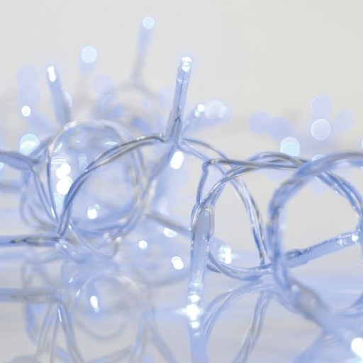 [600-11367] ICICLE, 144 LED 3mm, ADAPTADOR 36V, CONECTOR HASTA 3, CABLE TRANSPARENTE, LED AZUL (H60 x W300cm, 5/7/5/7), CABLE 3m, IP44