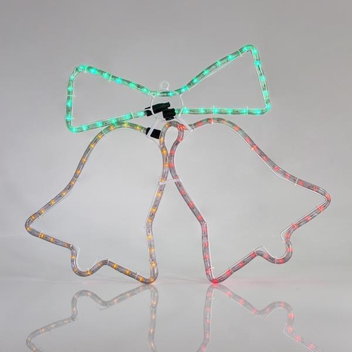 [600-20104] CAMPANA DOBLE, CABLE LUMINOSO LED 3m, 2 VIAS, CON PROGRAMA, ROJA - AMARILLA, 47x64cm, IP44