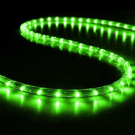 [600-22236] CABLE DE LUZ LED, PROTECCIÓN UV, CORTE AL METRO, 2 VÍAS, VERDE, 50m, 36 LED/m, IP65