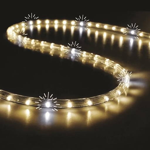 [600-22230] CABLE DE LUZ LED, PROTECCIÓN UV, CORTE AL METRO, 2 VÍAS, BLANCO CÁLIDO, 50m, 36 LED/m, IP65