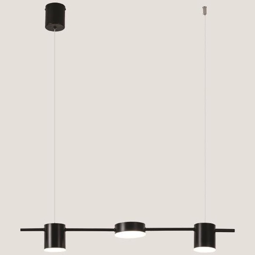 [144-10000] LUMINARIA COLGANTE TRIPLE LED 24W 75x150 NEGRO