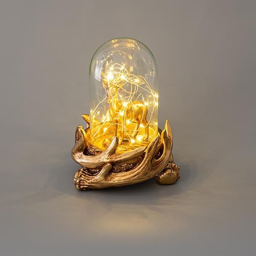 [600-44952] CAMPANA DECORATIVA LED ILUMINADO, 20 LED, CON CIERVO EN EL INTERIOR, FUNCIONA CON PILAS, 14,5x18,8cm