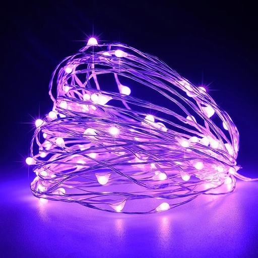 [600-11720] LINEA 100 MINI LED, FIJA, CON ADAPTADOR, 3V, CABLE 500cm, CABLE COBRE PLATA, LED VIOLETA, POR 10cm, IP44