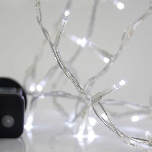 [600-11580] LINEA, 240 LED 3mm, ADAPTADOR 31V CON 8 MULTIFUNCIONES, HILO TRANSPARENTE, LED BLANCO POR 5cm, CABLE 3m, IP44