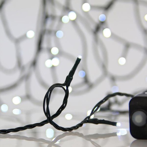 [600-11540] LINEA, 300 LED 3mm, ADAPTADOR 31V CON 8 MULTIFUNCIONES, HILO VERDE, LED BLANCO POR 5cm, CABLE 3m, IP44