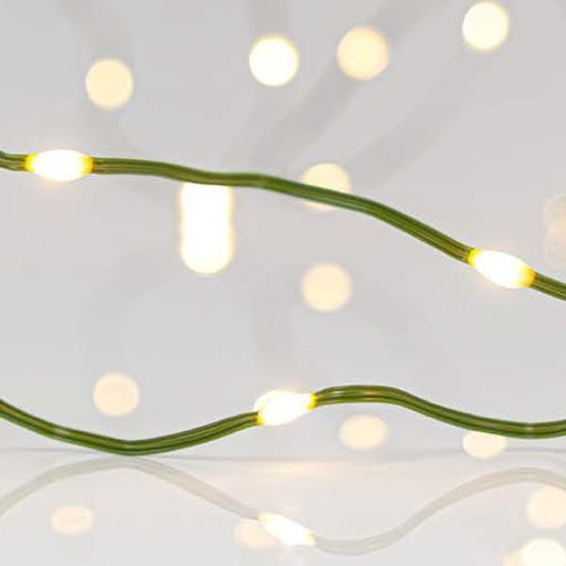 [600-11791] LINEA, 700 MINI LED, 8 MULTIFUNCIONES, CON TRANSFORMADOR, CABLE 500cm, HILO COBRE VERDE, LED DAYLIGHT, POR 5cm, IP44