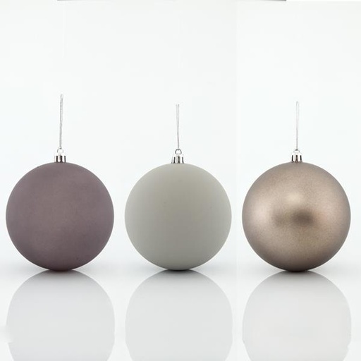 [600-42696] BOLAS DE PLÁSTICO GRIS, RETRO, SET 6PZS, 10cm