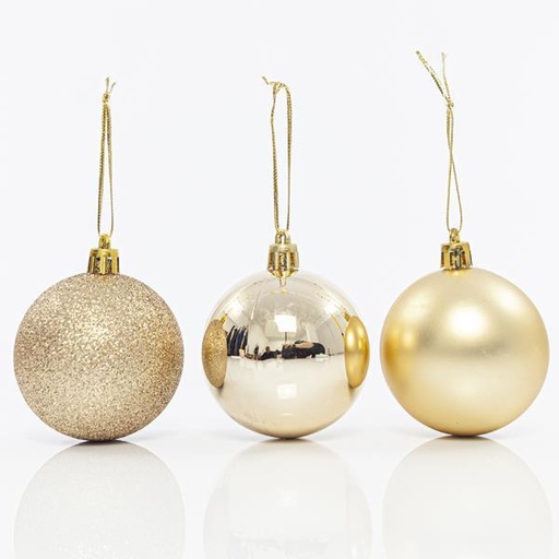 [600-42734] BOLAS DE PLÁSTICO, CHAMPÁN, SET 6PZS, 6cm