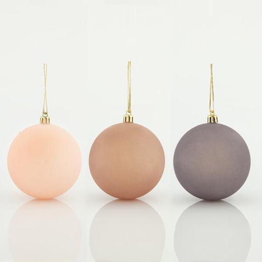 [600-42683] BOLAS DE PLÁSTICO, MORADO MATE PASTEL, SET 6PZS, 8cm