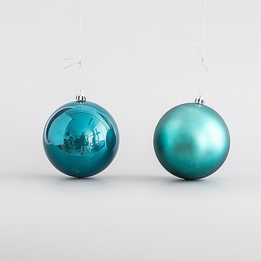 [600-44783] BOLAS DE PLÁSTICO, AZUL VERDE, SET 6 UDS (3 BRILLANTES, 3 MATE), 10cm