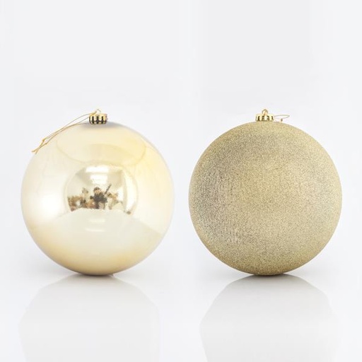 [600-42595] BOLAS DE PLÁSTICO DORADAS, SET 2 PCS, 20cm