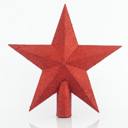 [600-42548] TOP ÁRBOL DE PLÁSTICO, ESTRELLA ROJA, CON BRILLO, 20,5cm