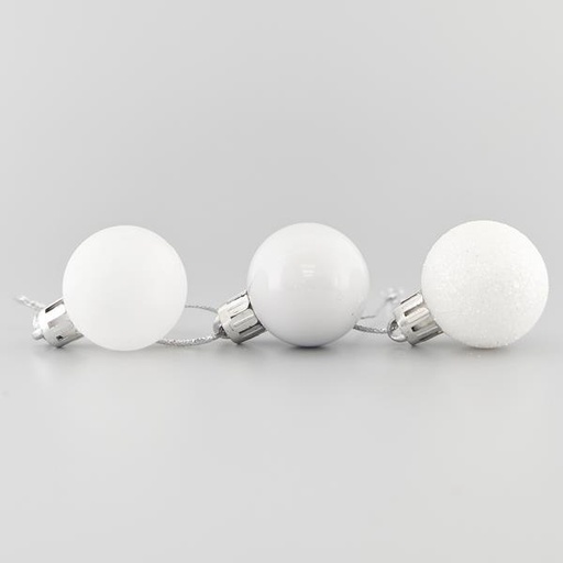 [600-42505] BOLAS DE PLÁSTICO BLANCAS, SET 24 UDS, 3cm