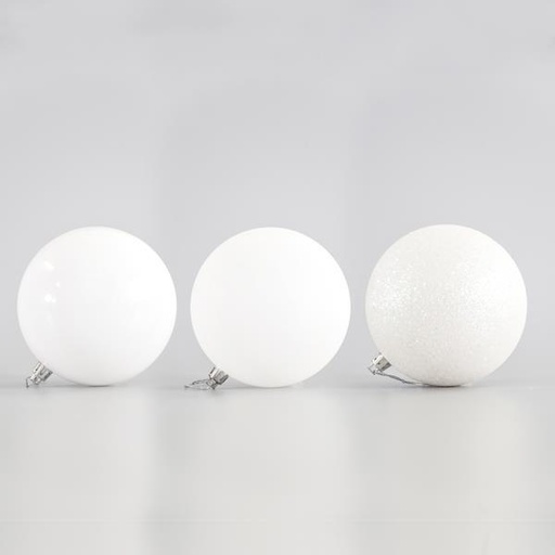 [600-42520] BOLAS DE PLÁSTICO BLANCAS, SET 6 UDS, 10cm
