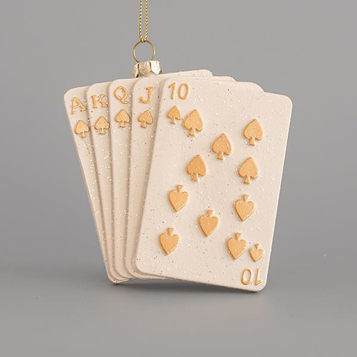[600-44904] ADORNO BARAJA DE POKER, DORADO, 10x11cm
