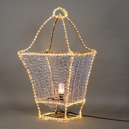 [600-23397] DISEÑO PROFESIONAL, LINTERNA DE PIE 3D, CUERDA DE LUZ LED, BLANCO CÁLIDO, 102x54x54cm, IP65