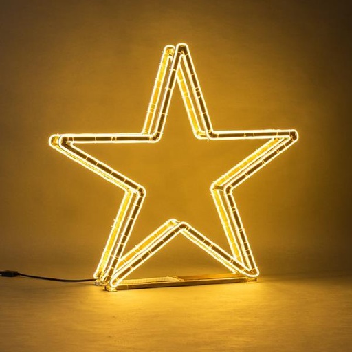 [600-23391] DISEÑO PROFESIONAL, STAR 3D, CUERDA DE LUZ DE NEÓN, DOS CARAS, BLANCO CÁLIDO, 93x97x14cm, IP44