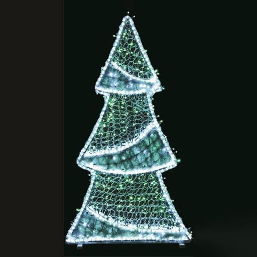 [600-23409] DISEÑO PROFESIONAL, ÁRBOL 3D, CUERDA DE LUZ LED BLANCO, LED VERDE Y BLANCO, 150x80x20cm, IP65