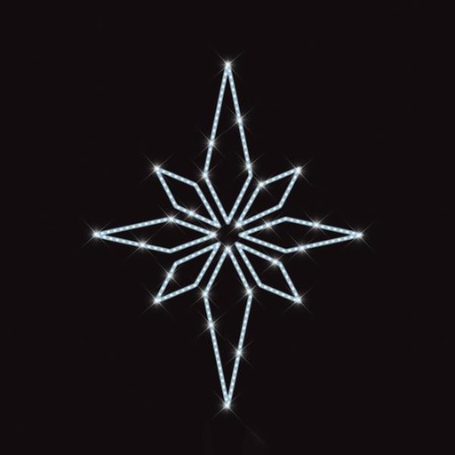 [600-23419] DISEÑO DE POSTE PROFESIONAL, ESTRELLA DE BETHLEEM, CUERDA DE LUZ LED BLANCO, 110x110cm, IP65
