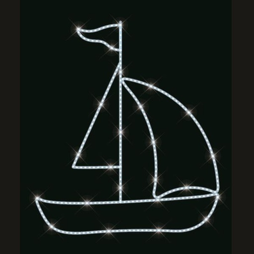 [600-23415] DISEÑO DE POSTE PROFESIONAL, BARCO, CUERDA DE LUCES LED BLANCAS, 100x90cm, IP65