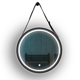 ESPEJO REDONDO TÁCTIL LED CON CINTURÓN NEGRO 20W 1680lm 3CCT(3000-4000-6000K) Ø600mm "MIRO" ARTE ILLUMINA